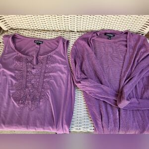 Roz & Ali Purple Sweater Cardigan Set